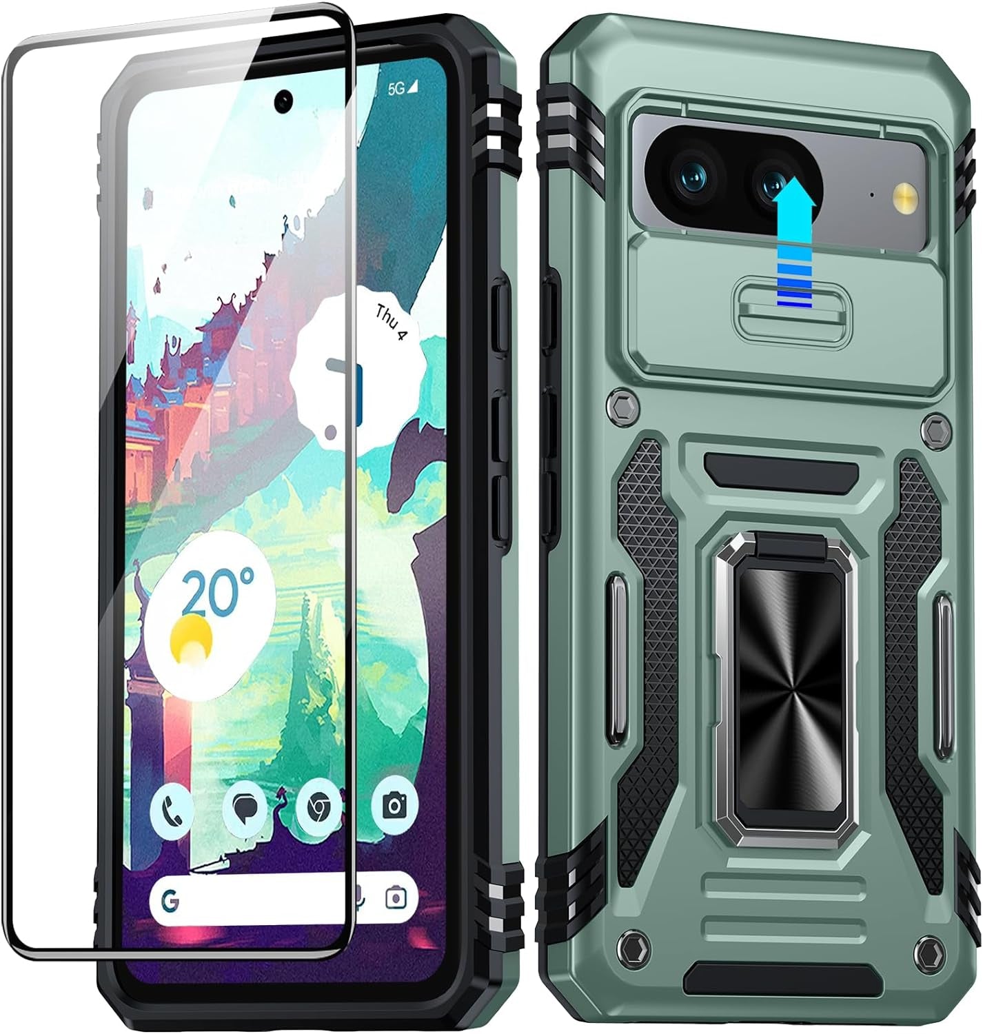 ANTSHARE for Google Pixel 8 Case Clear, Pixel 8 Case with [16FT Military Grade Drop Protection][Non-Yellowing], Slim Fit Case for Pixel 8 Phone 2023 - Crystal Clear  ANTSHARE Alpine Green Google Pixel 8 