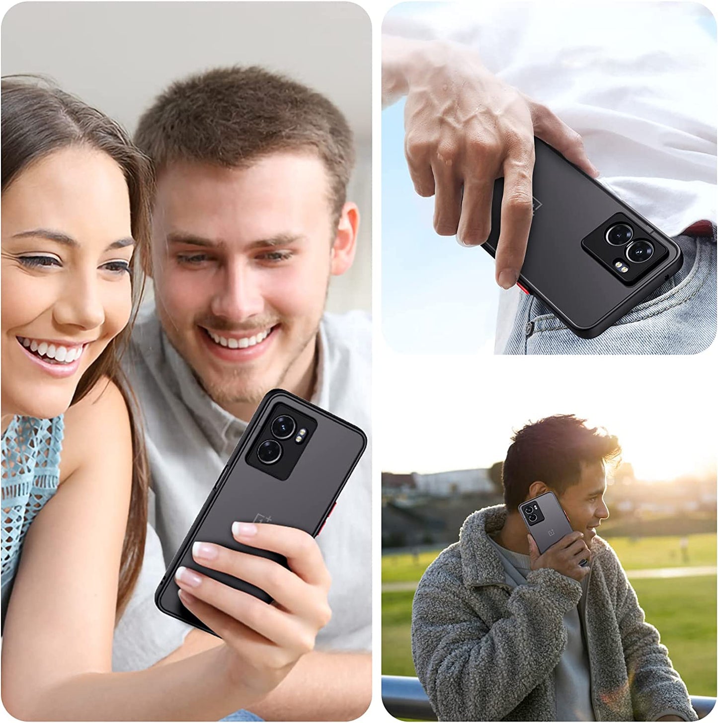 MAKAVO Slim Fit for Oneplus Nord N300 5G Case with Screen Protector [Ultra Thin] [Camera Cover] Full Protection Flexible Bumper Hard Matte PC Back Cover for One plus N300 5G (Black)  MAKAVO   