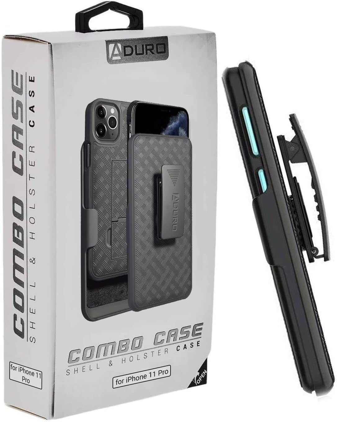 Aduro Combo Case & Holster for Iphone 11 Pro, Slim Shell & Swivel Belt Clip Holster, with Built-In Kickstand for Apple Iphone  Aduro   