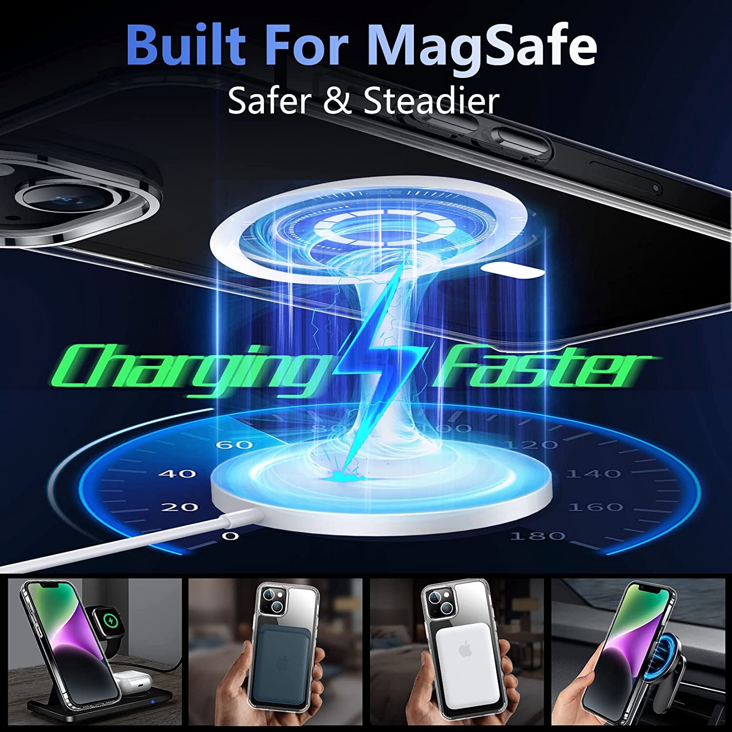 Temdan Magnetic for Iphone 14 Case,[Not Yellowing] with 2 Pack [Glass Screen Protector + Lens Protector] Military Drop Protection Shockproof Slim Iphone 14 Phone Case 6.1"/Clear  Temdan   