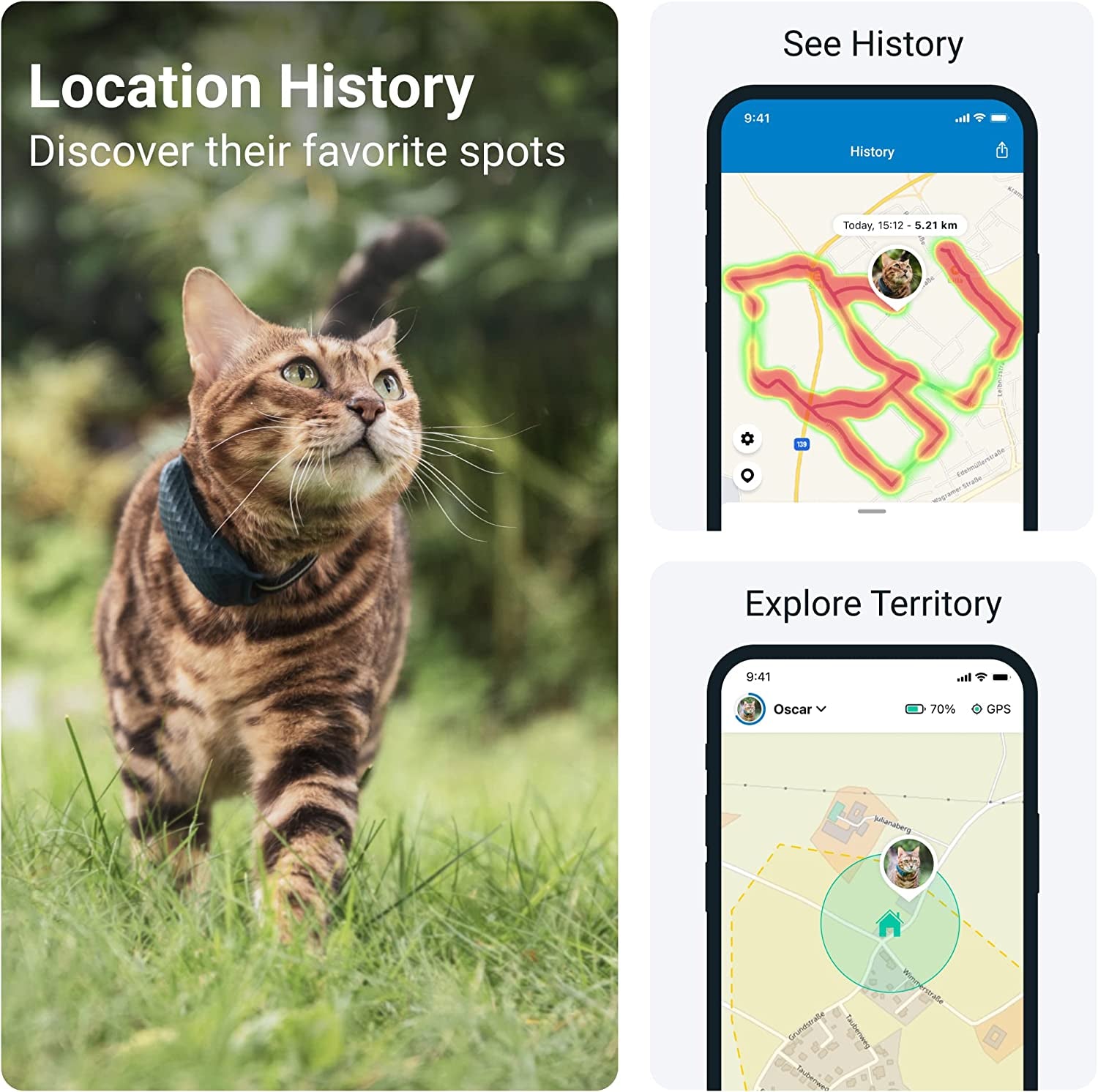 Tractive GPS Pet Tracker for Cats - Waterproof, GPS Location & Smart Activity Tracker, Unlimited Range, Works with Any Collar (Midnight Blue)  Tractive GmbH   