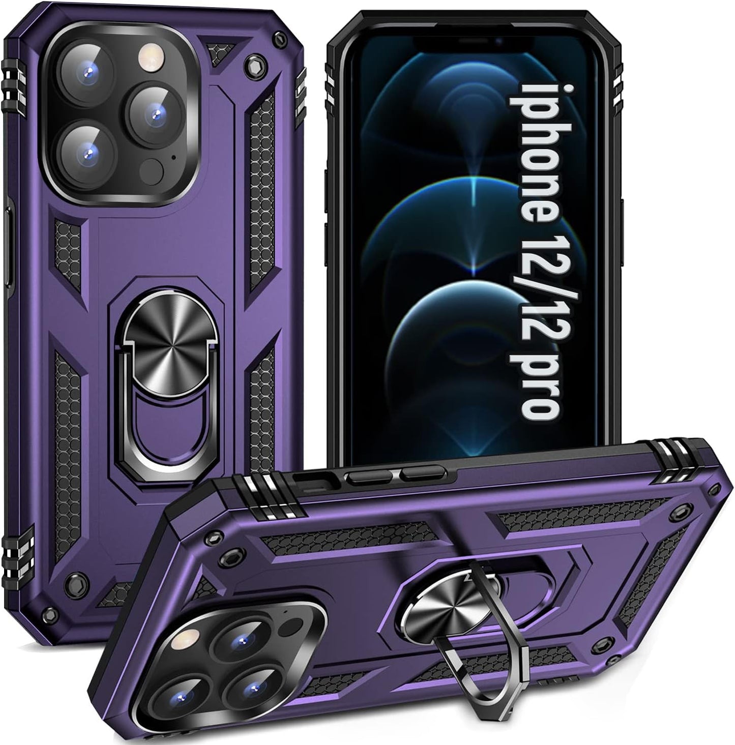 ZOEII for Iphone 12/12 Pro Case 6.1 Inch,With Camera Cover & Kickstand,Shockproof Drop Protection,Case for Iphone 12/12 Pro Case Red  ZOEII Purple Iphone 12/12 Pro (6.1) Inch 