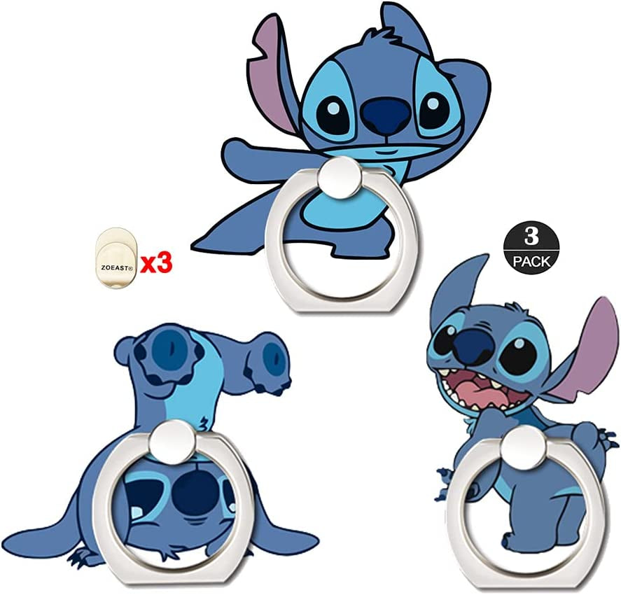 ZOSTLAND 3Pack Naughty Funny Blue Alien ET Handstand Stitch Phone Ring Universal 360°Adjustable Phone Case Finger Grip Stand Holder Desk Stent Mount Car Compatible with Iphone 13 12 11 MAX X plus Ipad  ZOEAST   