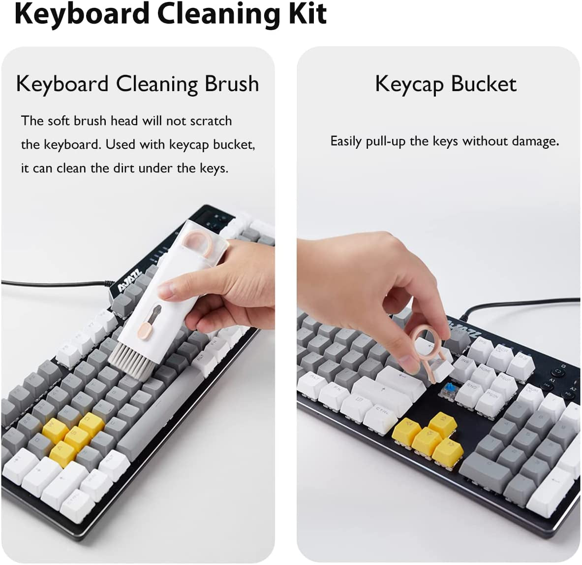 7 in 1 Electronic Cleaner Kit, Multifunction Keyboard Brush, Portable Computer Cleaner Kit with 3 in 1 Airpods Cleaner Pen, Keyboard Brush, Keycap Buckle, Spray Bottle and Screen Cleaning Flannelette  Shapelocker   