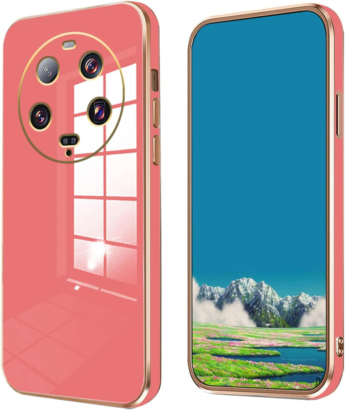 Compatible with Xiaomi 13 Ultra Case for Women Men, Ultra Thin Xiaomi 13 Ultra Phone Case Silicone Cute Shockproof Plating Electroplate Soft Cases Cover (Lavender Grey)  Tiwinxing Camellia Red  