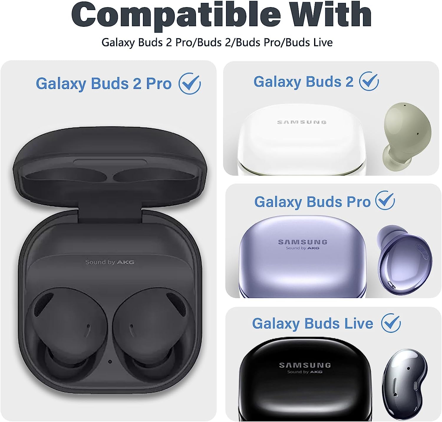 (With Secure Lock) Clear Case Cover for Galaxy Buds 2 Pro Case(2022) /Galaxy Buds Pro Case(2021) /Galaxy Buds 2 Case (2021) /Galaxy Buds Live Case(2020) with Keychain/Zipper Box/Brush -Clear Black  Galafoki   