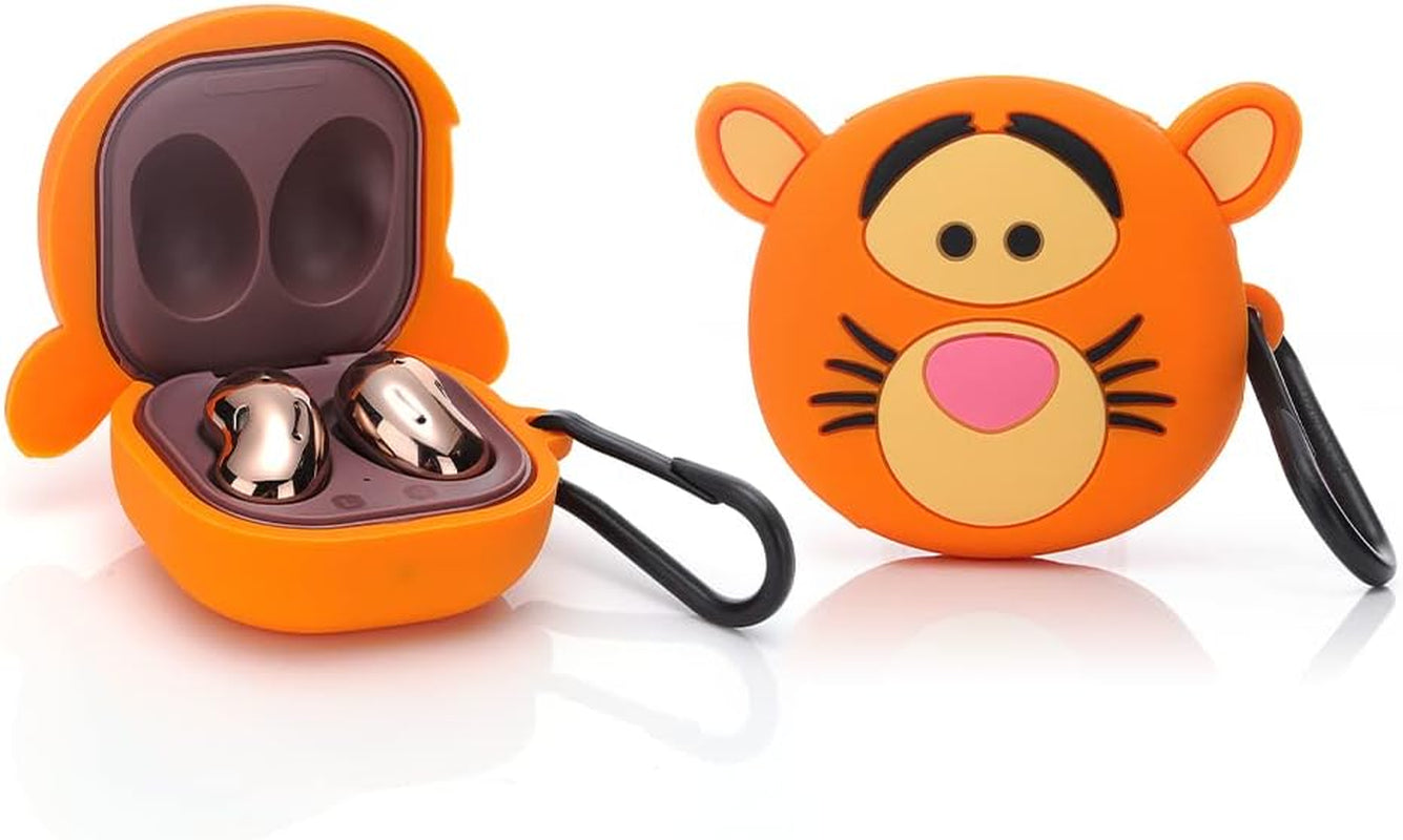 Suublg Silicone Cartoon Earbuds Case Protective Cover with Keychain Fit Designed for Samsung Galaxy Buds2 Pro (2022) /Galaxy Buds 2 (2021) /Galaxy Buds Pro (2021) /Galaxy Buds Live (2020)  Suublg Tiger  