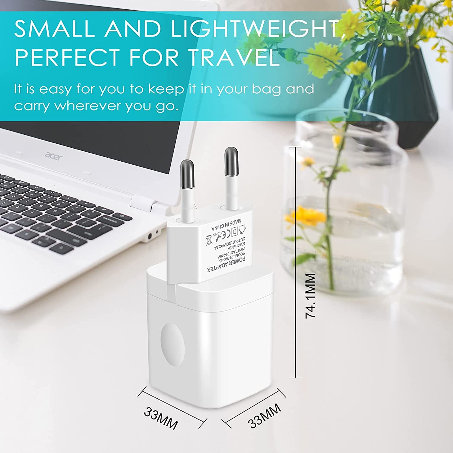 European Travel Plug Adapter Charger for Iphone Samsung Android Phone,International Power Adaptor with 2 Charger Port USB, EU Wall Charging Block Brick Plug in Europe Germany Outlets Power Strip  Shenzhen Putuo Technology Co.,Ltd   