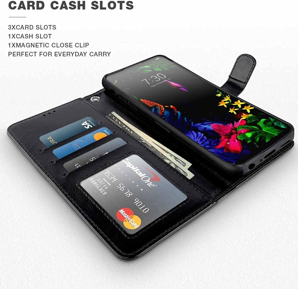 Shields up LG G8 Thinq Wallet Case, LG G8 Case, [Detachable] Magnetic Wallet Case with Card Slots & Wrist Strap for Girls/Women, [Vegan Leather] Cover for LG G8 Thinq - Rose Flower/Sunflower  Shields Up inc   