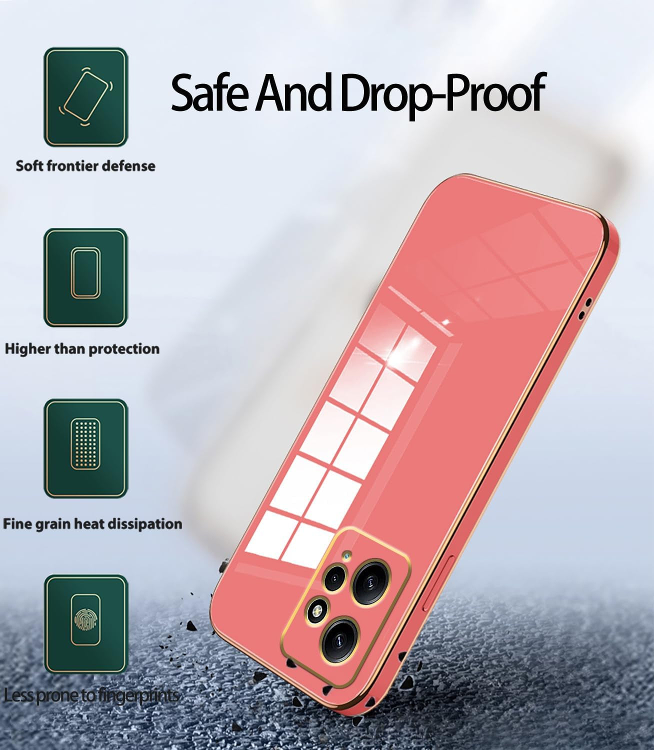 Wousunly Compatible with Redmi Note 12 4G Case Silicone Pink, Plating Xiaomi Redmi Note 12 4G Phone Case Shockproof Thin and Soft Cover (Red)  Wousunly   