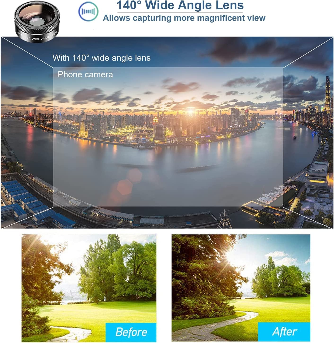 11 in 1 Universal Clip on Cell Phone Camera Lens Kit. 205°Fisheye 140° Super Wide Angle 15X Macro Star CPL ND32 Kaleidoscope 4 Color Lens for Iphone Samsung Huawei and Most of Smartphone  Phorsen   