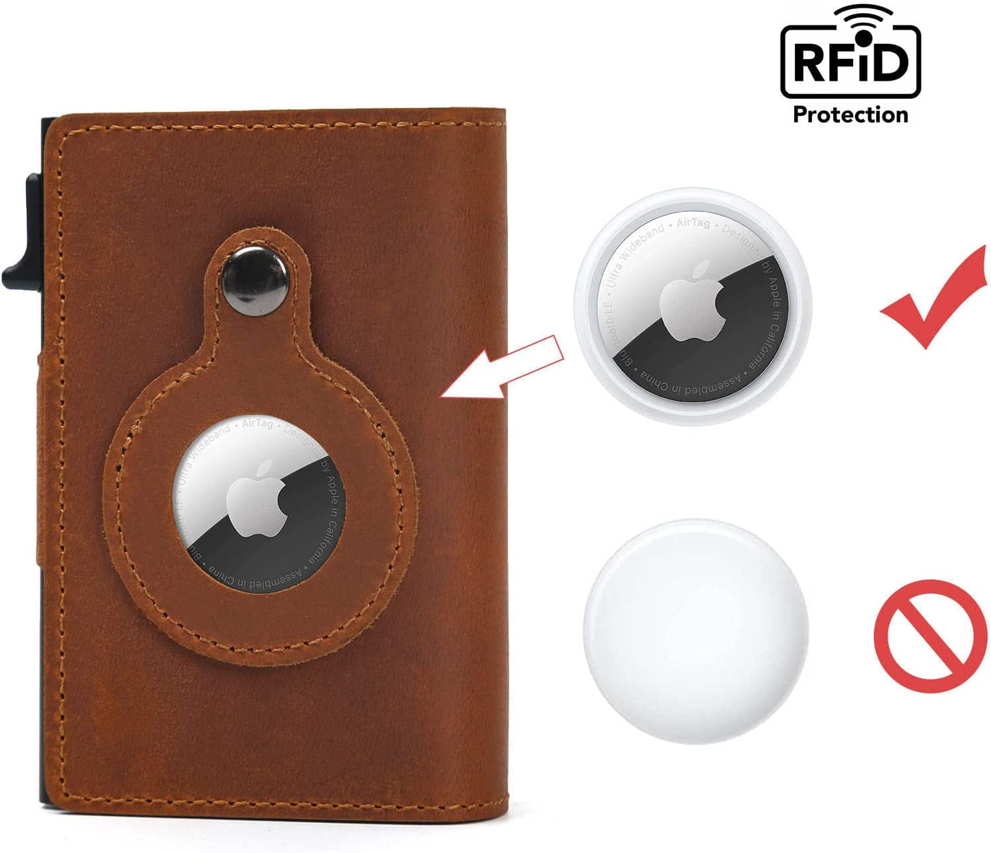 Ebhag868 Smart Card Clip Wallet with Durable One-Press, Quick-Access Card Holders, Integrates Cutting Edge Tracking & RFID Blocking Technology (Airtag NOT Included) - Brown  Generic   