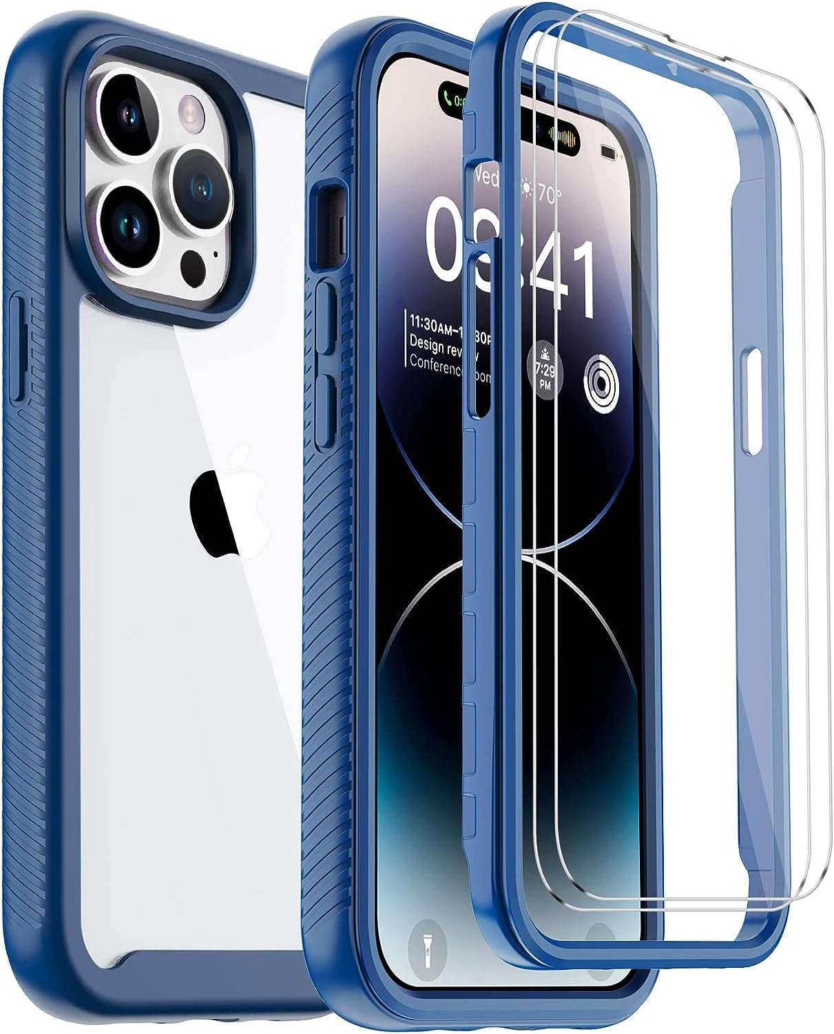 Annymall for Iphone 14 Pro Max Clear Case with 2 Screen Protector,Heavy Duty Shockproof Drop Protection Phone Cover Rugged Durable Full Body Bumper Hard Case for Apple Iphone 14 Pro Max (Black/Clear)  Annymall Blue/Clear  