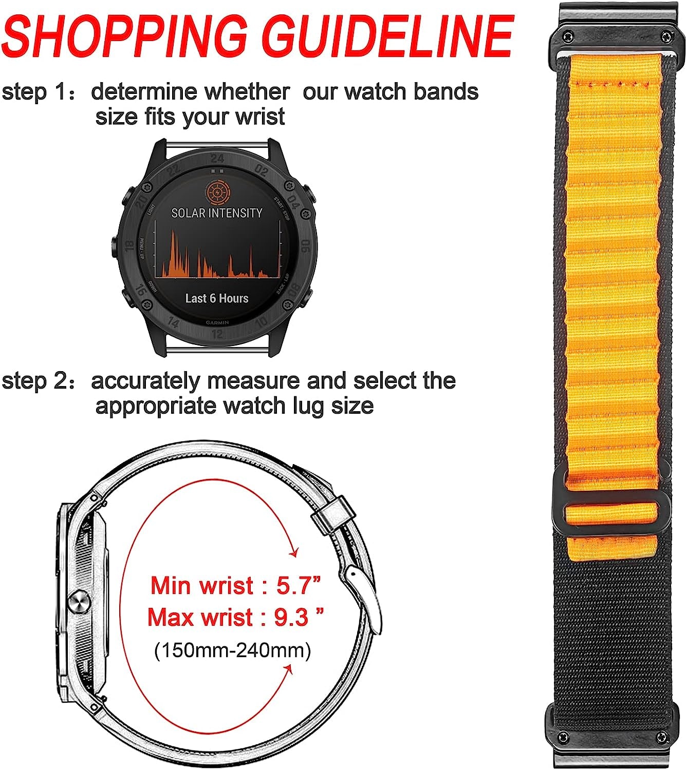 Compatible with Garmin, Rugged Woven Nylon Sport Band with G-Hook Watch Band for Fēnix/Forerunner/Vivoactive/Approach/Marq/Quatix/D2 Series Tough Replacement Band for Men  torbollo   