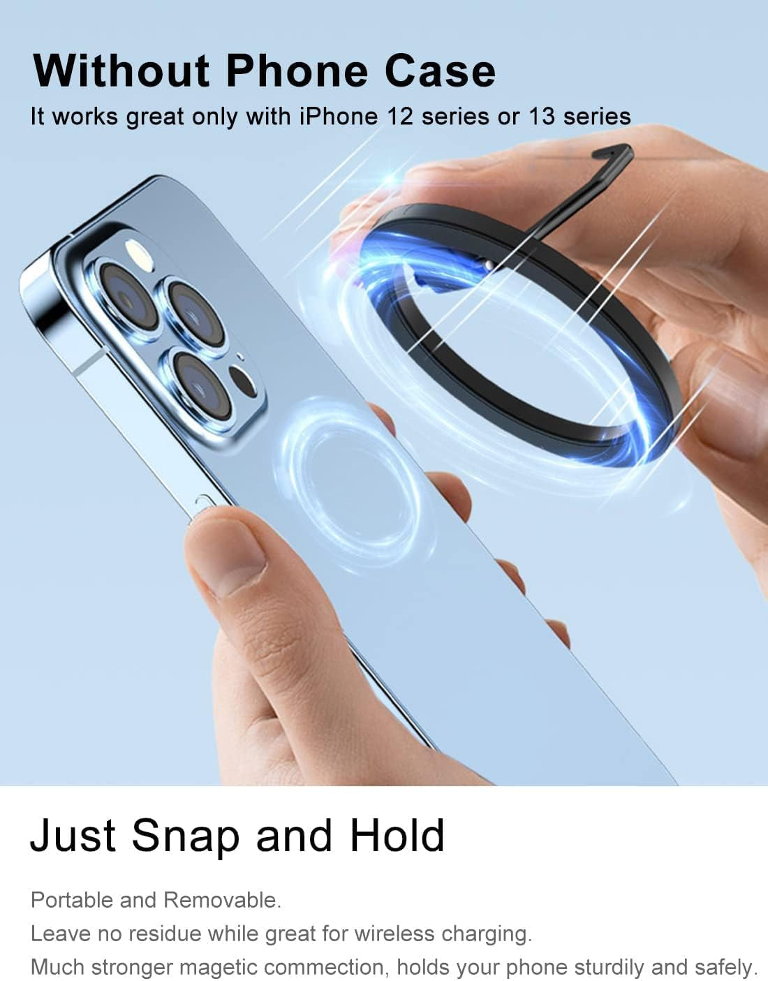 Zylee Magnetic Phone Grip, Magnetic Phone Ring for Magsafe, Magnetic Phone Finger Holder, Adjustable Kickstand, Phone Holder Grip Ring Stand for Magsafe Accessories(Black/Pink)  zylee   