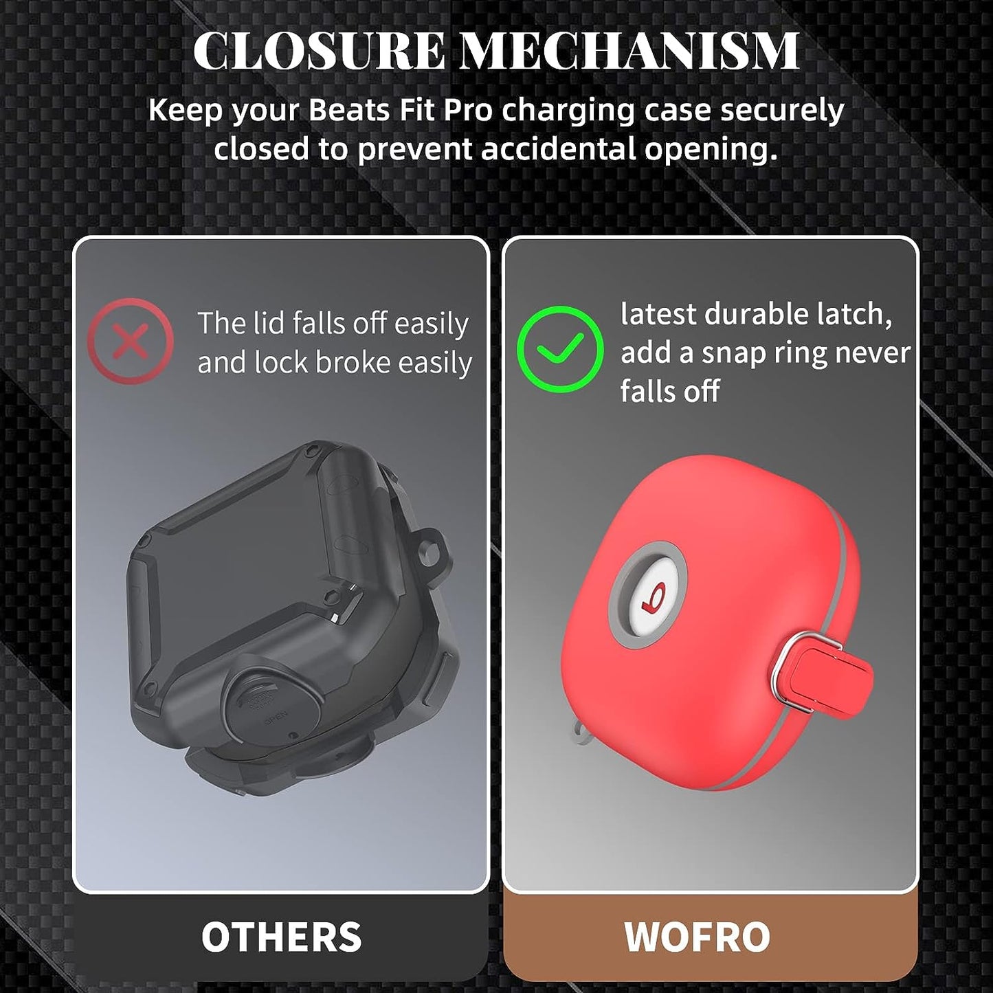 [Upgrade Secure Lock] Case for Beats Fit Pro 2021, WOFRO Shock-Absorbing Protective Cover TPU Hard Shell with Anti-Lost Lanyard/Keychain[One-Click Pop] (Red)  WOFRO   