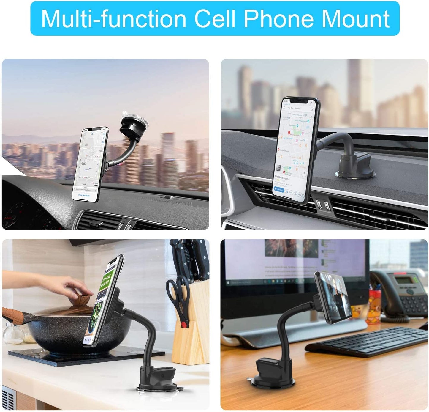 Apps2Car Magnetic Car Phone Holder Mount with 6 Strong Magnets, Windshield Phone Magnetic Holder, Suction Cup Phone Holder for Car, Dashboard Magnet Holder, Fit Most Smartphones & Mini Tablets  Wiiki-tech   