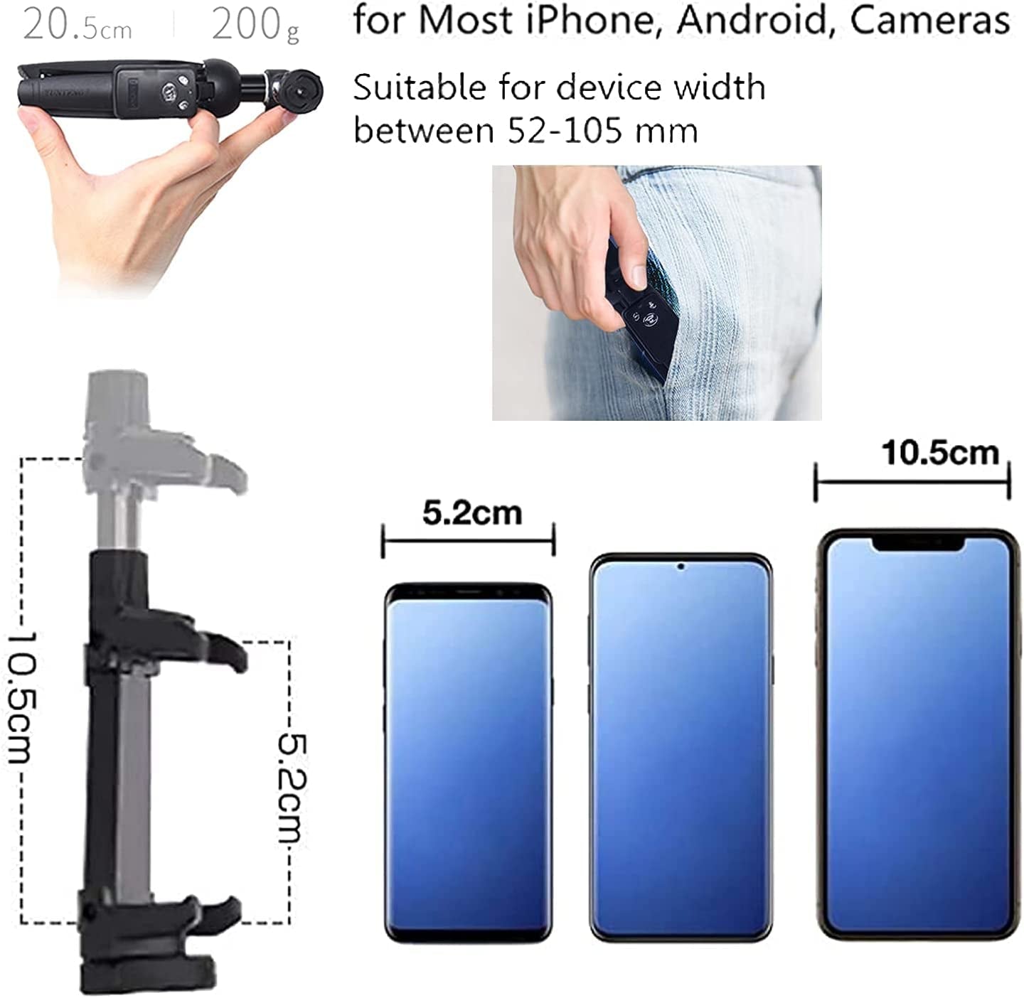 Tripod Monopod Selfie Stick 40 Inch with Wireless Remote Shutter Control Phone Clip Holder，Compatible with Iphone 14 13 12 11 Pro Max Xs X 8 7 6 Plus,Samsung Galaxy S23 S22 S21 S20 S10 S9,Gopro  YUNTENG   
