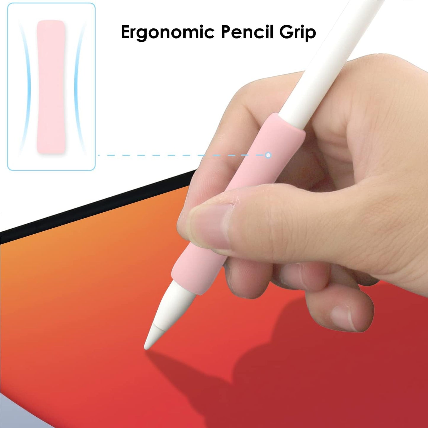 Proelife 2-Pack Ergonomics Grip Holder for Apple Pencil 2Nd Gen Stylus Accessory Slim Silicone Protective Sleeve Cover Holder without Interference for Apple Pencil 2 Magnetic Charging (Pink/Purple)  ProElife   