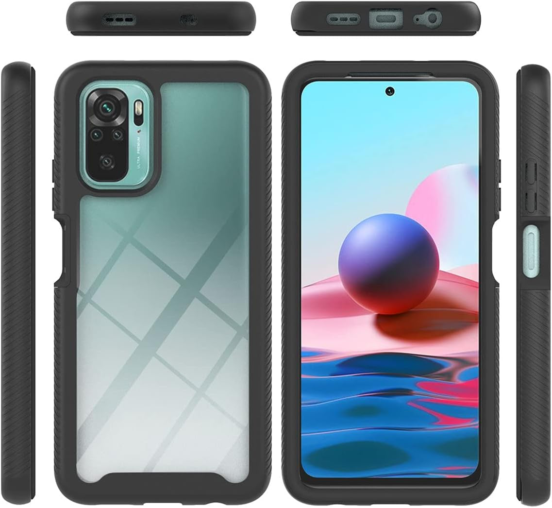 Redmi Note 10 Case, Redmi Note 10S Case, Gift_Source Hybrid Soft Silicone and Hard PC Case Slim 2 in 1 Shockproof Cover Clear Back Shell for Xiaomi Redmi Note 10/Redmi Note 10S 6.43"[Black]  Gift_Source   