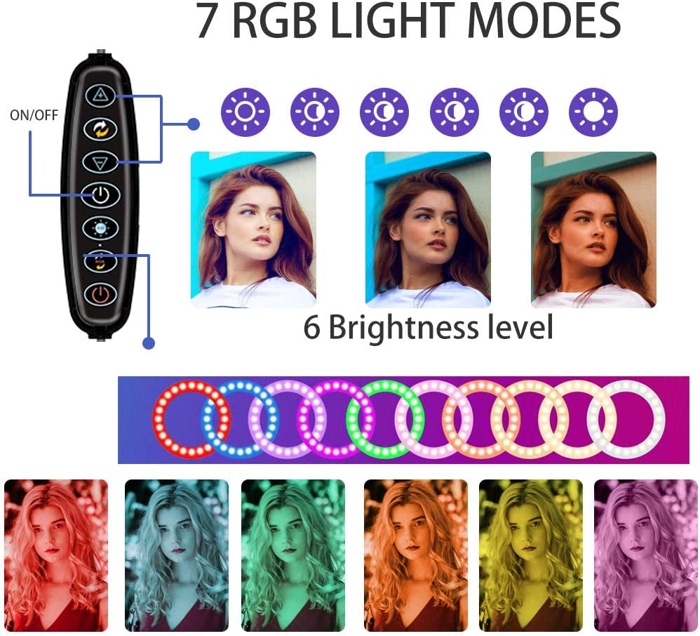 RGB Selfie Ring Light, 12 Inch LED Selfie Lights with Extendable Tripod Stand and Phone Holder for Live Video Calls Vlog Youtube Makeup and Photography Compatible with Iphone & Android  CASAVIDA   