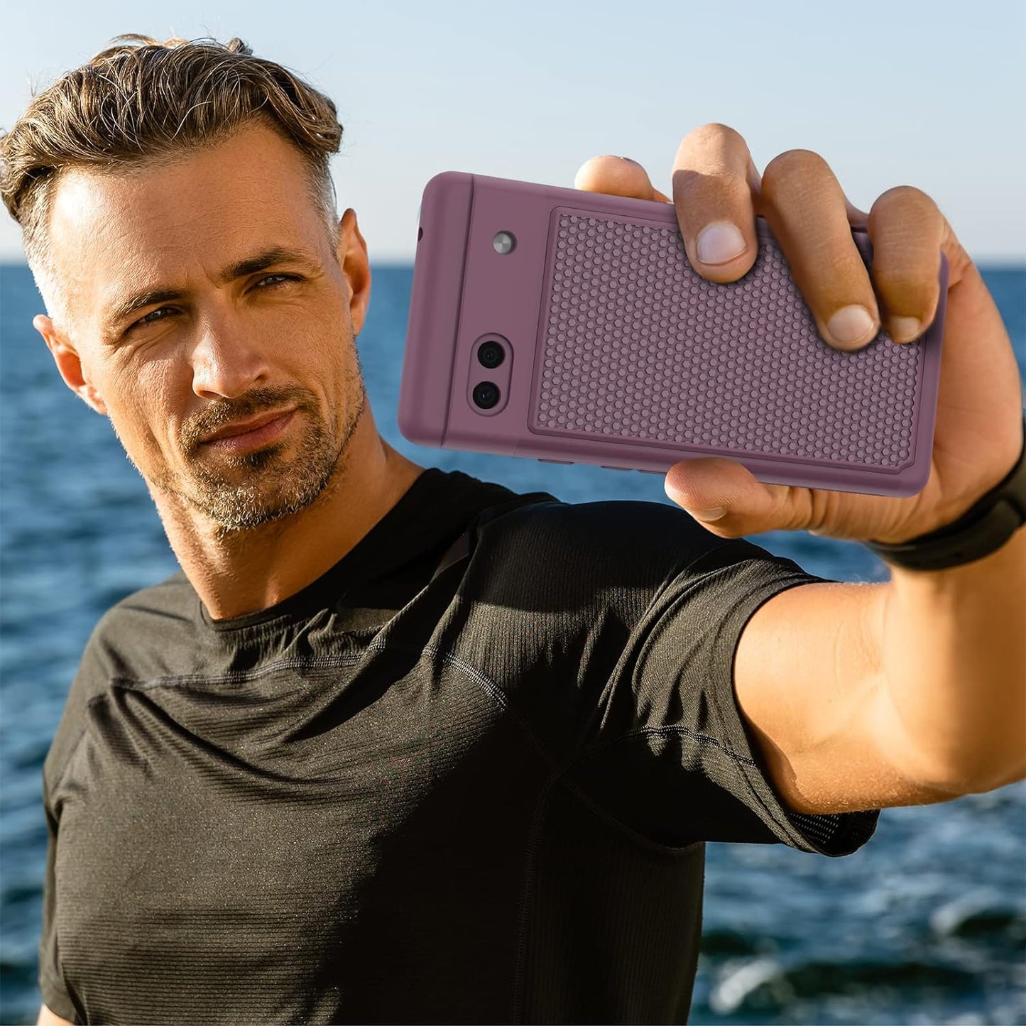 JXVM for Google Pixel 6A Phone Case: Dual Layer Protective Heavy Duty Cell Phone Cover Shockproof Rugged with Non Slip Textured Back | Military Drop Protection Bumper Tough - 6.1Inch (Burgundy Purple)  JXVM   