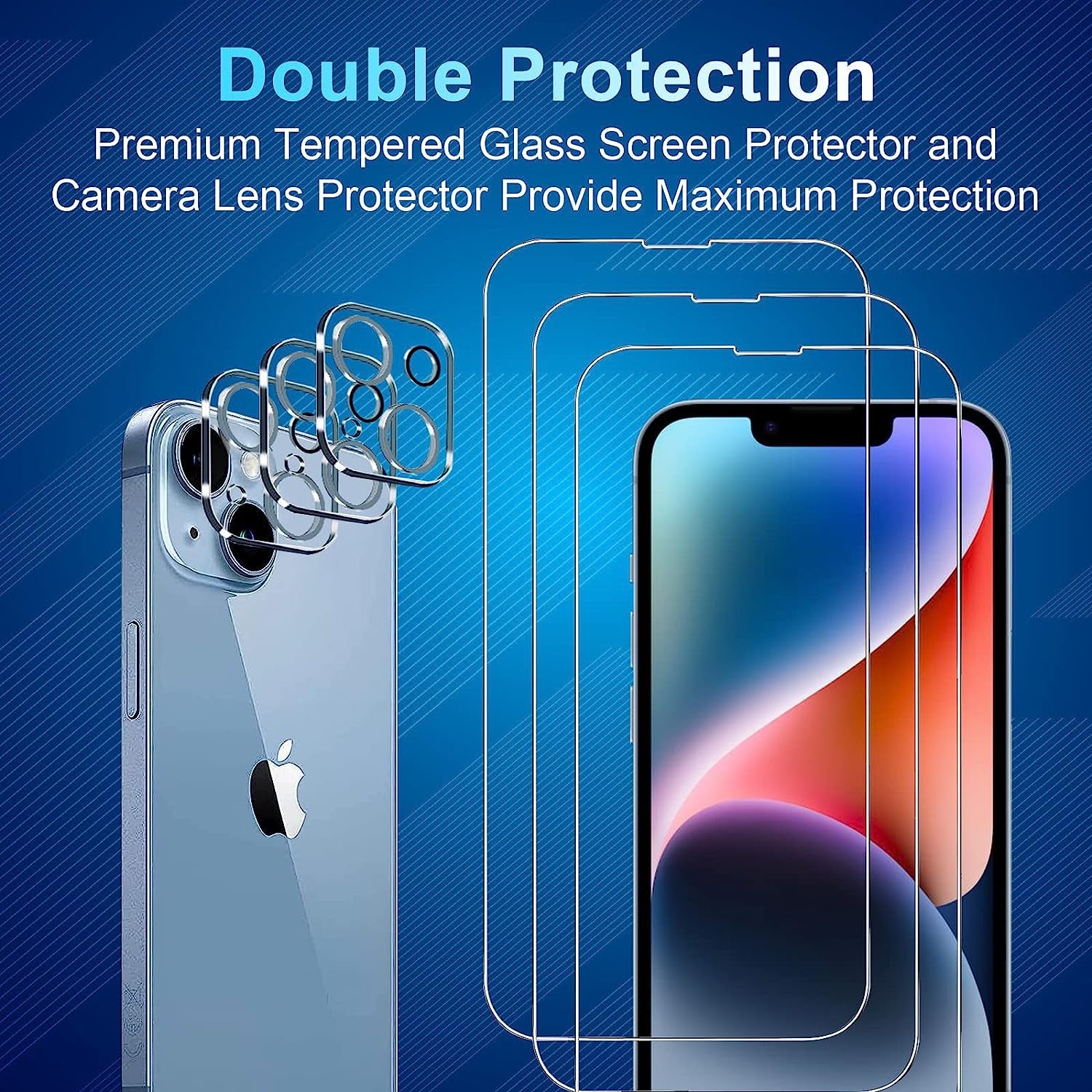 CWQZGUF JXJ 3 Pack Tempered Glass for Iphone 14 6.1 Inch, 3 Pack Camera Lens Screen Protector, 9H Hardness, Case Friendly, Case Friendlyanti-Scratch, Touch Sensitive, HD Clear Film for Iphone 14  JXJ-nsm14   