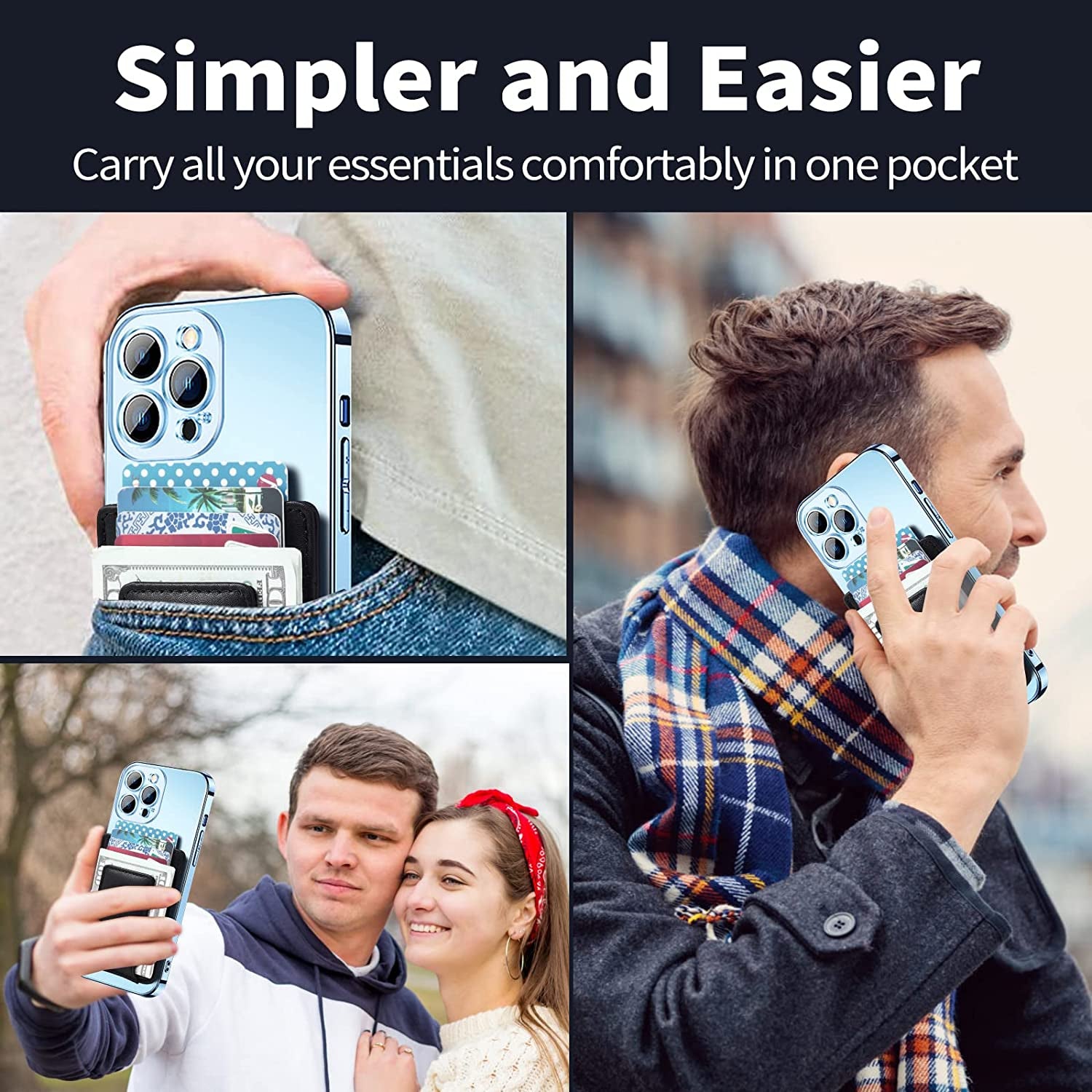 Morojular Leather Wallet for Apple Magsafe, Magsafe Wallet and Magnetic Card Holder, Compatible with Iphone 14/13/12 Series, Max 5 Cards, Money Clip, Not Compatible with Iphone Mini Black  Morojular   