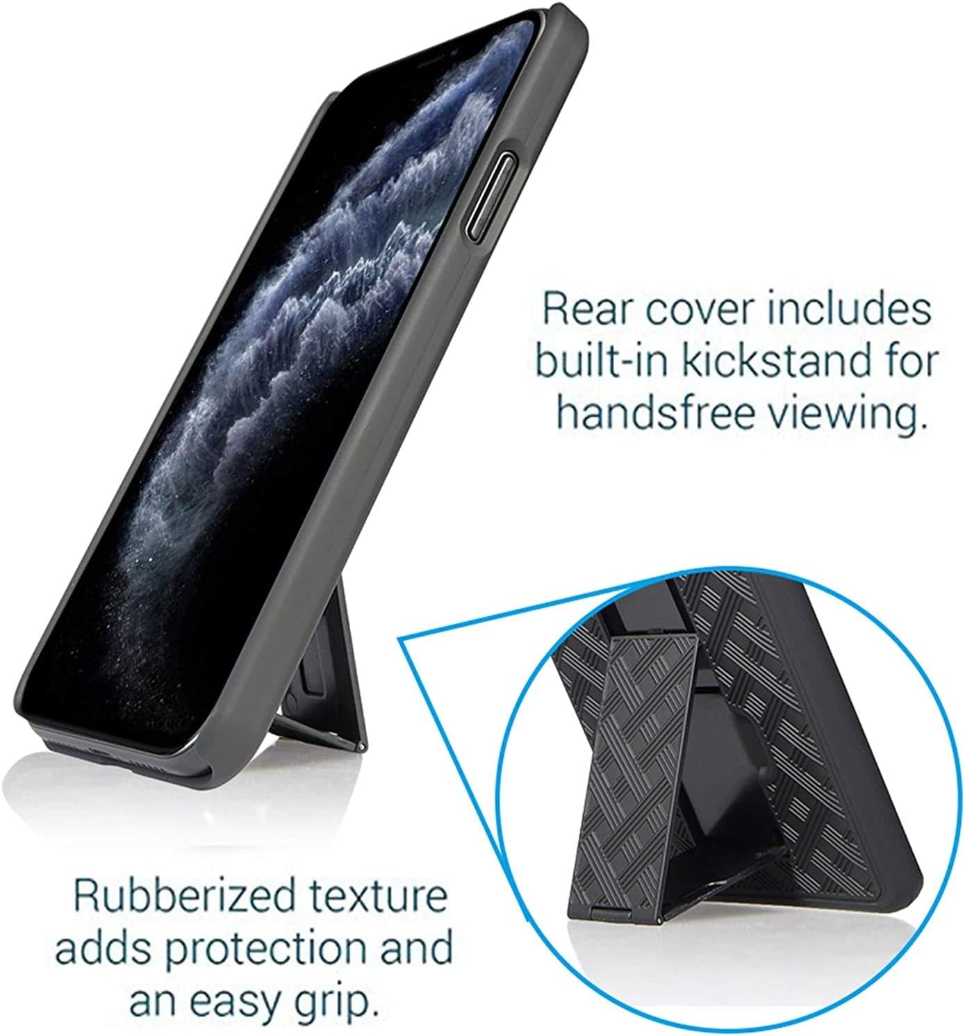 Aduro Combo Case & Holster for Iphone 11 Pro, Slim Shell & Swivel Belt Clip Holster, with Built-In Kickstand for Apple Iphone  Aduro   