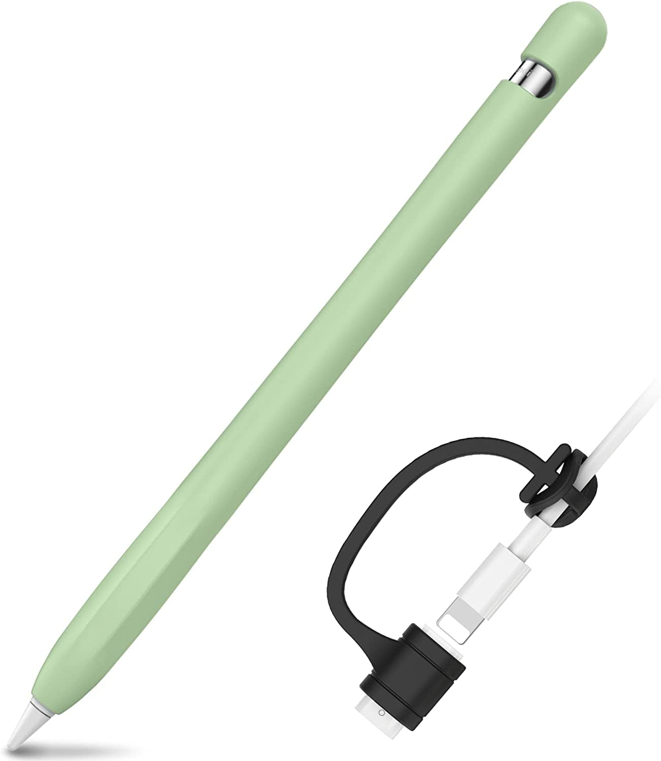 Ahastyle Anti-Slip Case Sleeve Silicone Protective Skin [ Added Cable Adapter Tether Kit] Compatible with Apple Pencil 1St Generation  AHASTYLE Avocado Green 1 Pack 
