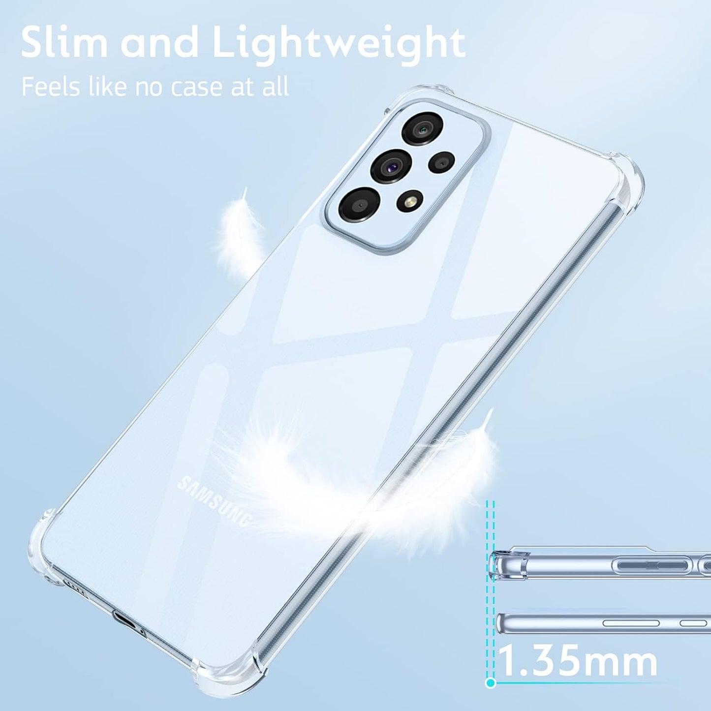 OUBA Galaxy A53 5G Case, Rubber Slim Thin Flexible Clear TPU Shock-Absorbing Corners Anti-Scratches Lightweight Gel Soft Silicone Protective Case Cover for Samsung Galaxy A53 5G - Clear  OUBA   