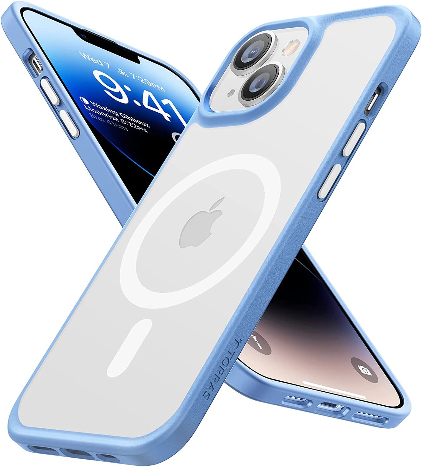 TORRAS Magnetic Designed for Iphone 14 plus Case, [10FT Military Grade Drop Tested] [Compatible with Magsafe] Slim Protective Translucent Matte Phone Case for Iphone 14 Plus, 6.7Inch,Purple  TORRAS Sky Blue Iphone 14Plus 