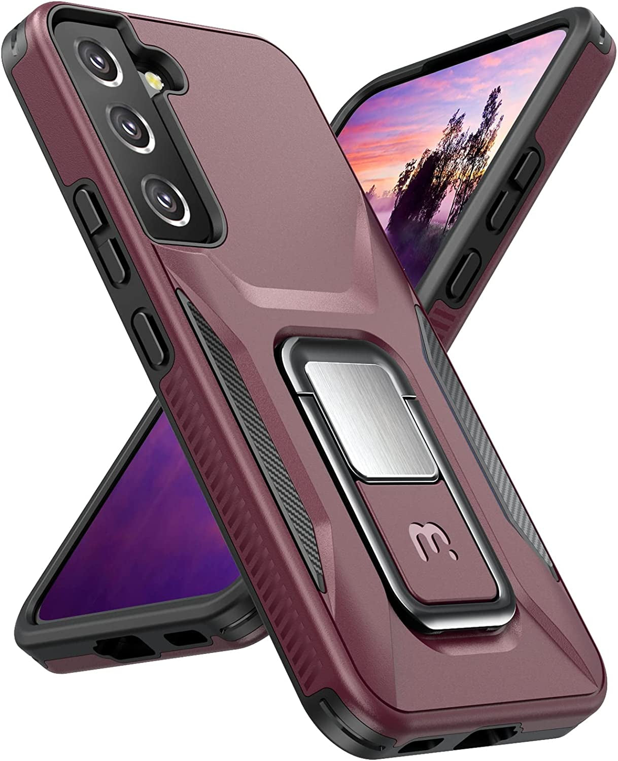 MYBAT Pro Shockproof Stealth Series Case for Samsung Galaxy S22 Ultra Case with Stand 6.8 Inch, Support Magnetic Car Mount, Heavy Duty Military Grade Drop Protective Case with Kickstand - Plum  Valor Communication Inc Plum Samsung Galaxy S22 Plus 