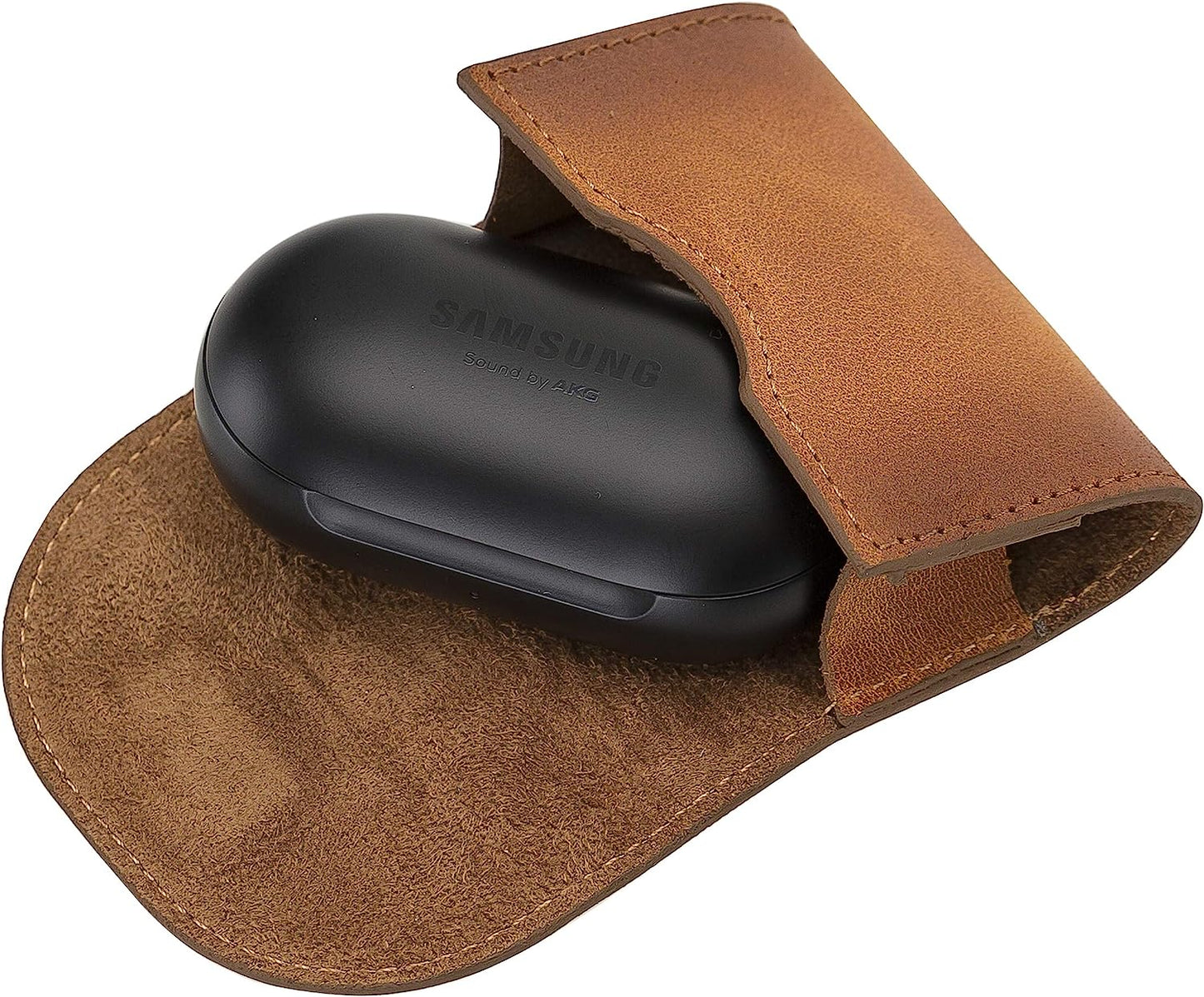 Venito Bari Leather Cover Compatible Wth Samsung Galaxy Buds plus Case (2020) and Buds Case (2019) (Antique Brown)  Venito   