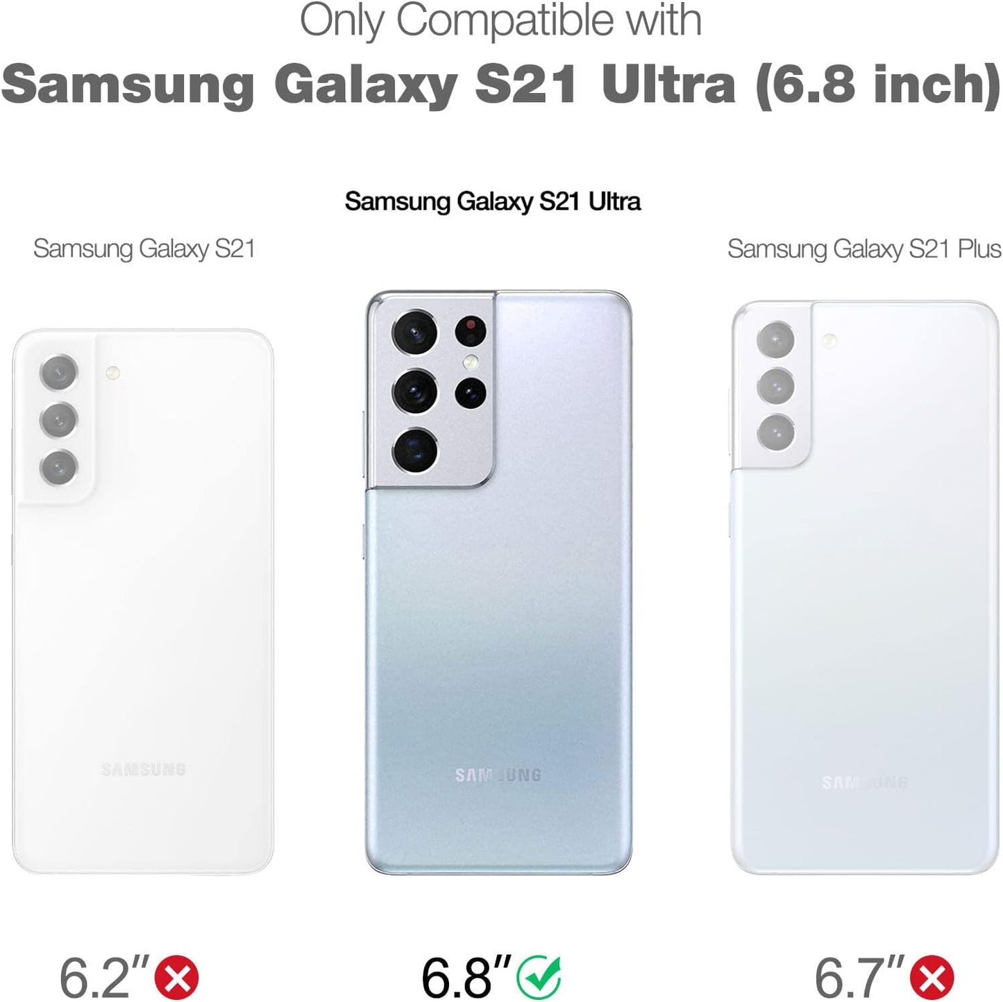 SURITCH Phone Case for Samsung Galaxy S21 Ultra 6.8 Inches Slim Fit, Front Cover with Built-In Screen Protector Smooth Back Cover Full Body Protection Shockproof Bumper, Grey Calla  SURITCH   