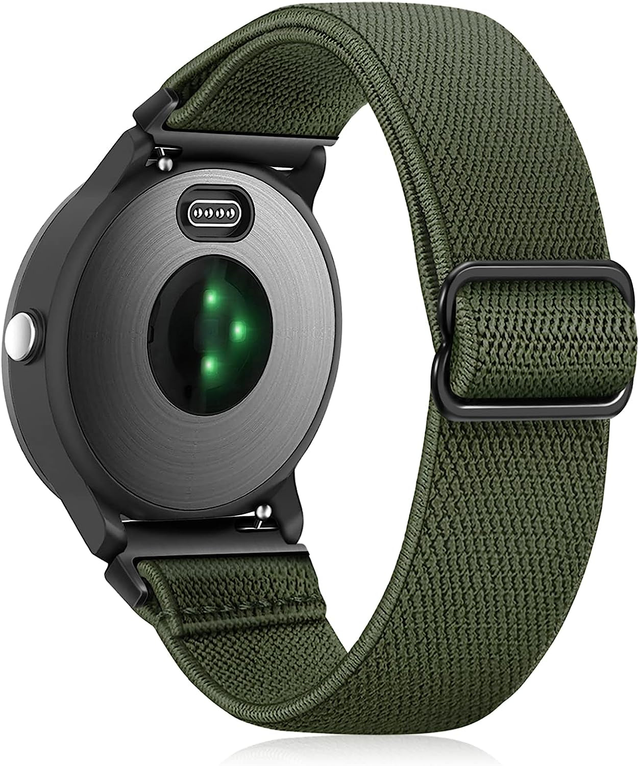 Fintie Elastic Band Compatible with Garmin Vivoactive 3/Garmin Venu Sq/Venu 2 Plus, 20Mm Soft Nylon Stretchy Band Replacement Strap Compatible with Garmin Vivoactive 3 Music/Forerunner 245 Music/Forerunner 265 Music Smartwatch  Fintie Olive  
