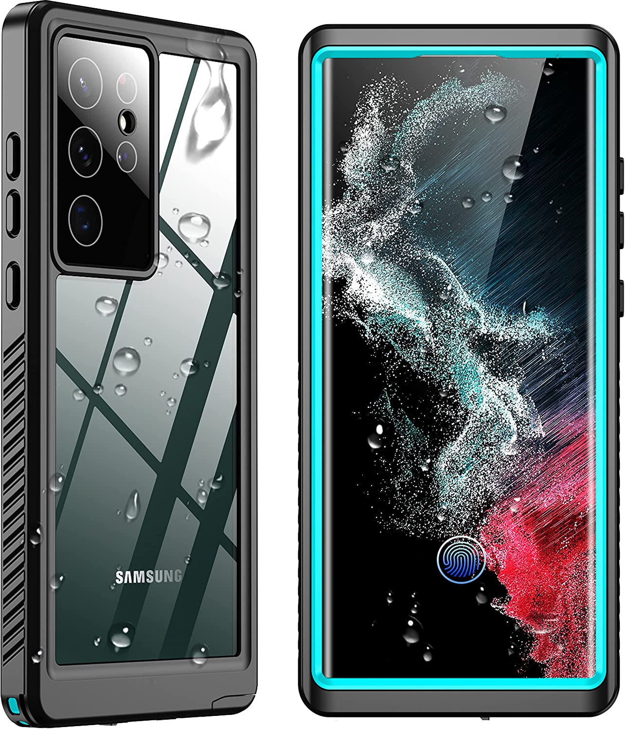 SPIDERCASE Designed for Galaxy S22 Ultra Case, Waterproof Built-In Screen Protector Full Protection Heavy Duty Shockproof Anti-Scratched Rugged Case for Galaxy S22 Ultra 5G 6.8'' 2022, Black/Clear  SPIDERCASE Teal  