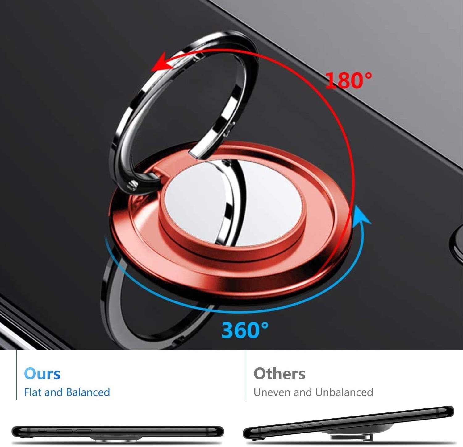 2 Pack Ultra Thin Gold Cell Phone Ring Holder Finger Kickstand, 360 Rotation Finger Stand Grip Loop for Magnetic Car Mount, Compatible with Iphone Samsung LG HTC, Etc  WOWOONE   