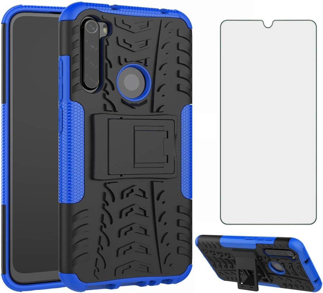 Asuwish Phone Case for Xiaomi Redmi Note 8 with Tempered Glass Screen Protector and Slim Stand Hybrid Heavy Duty Rugged Protective Cell Cover Redme Note8 Kickstand Mobile Accessories Women Men Purple  Asuwish Blue For Redmi Note 8 For Redmi Note 8 