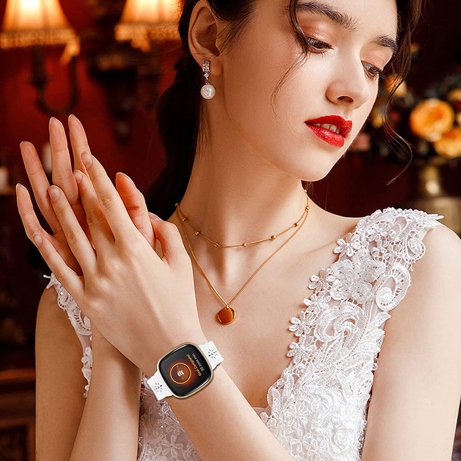 YAXIN 3 Pack Slim Sport Bands Compatible with Fitbit Sense/Fitbit Versa 3 Band/Versa 4 Bands/Fitbit Sense 2 for Women,Soft Silicone Lace Replacement Wristbands for Fitbit Versa Smart Watch  YAXIN   