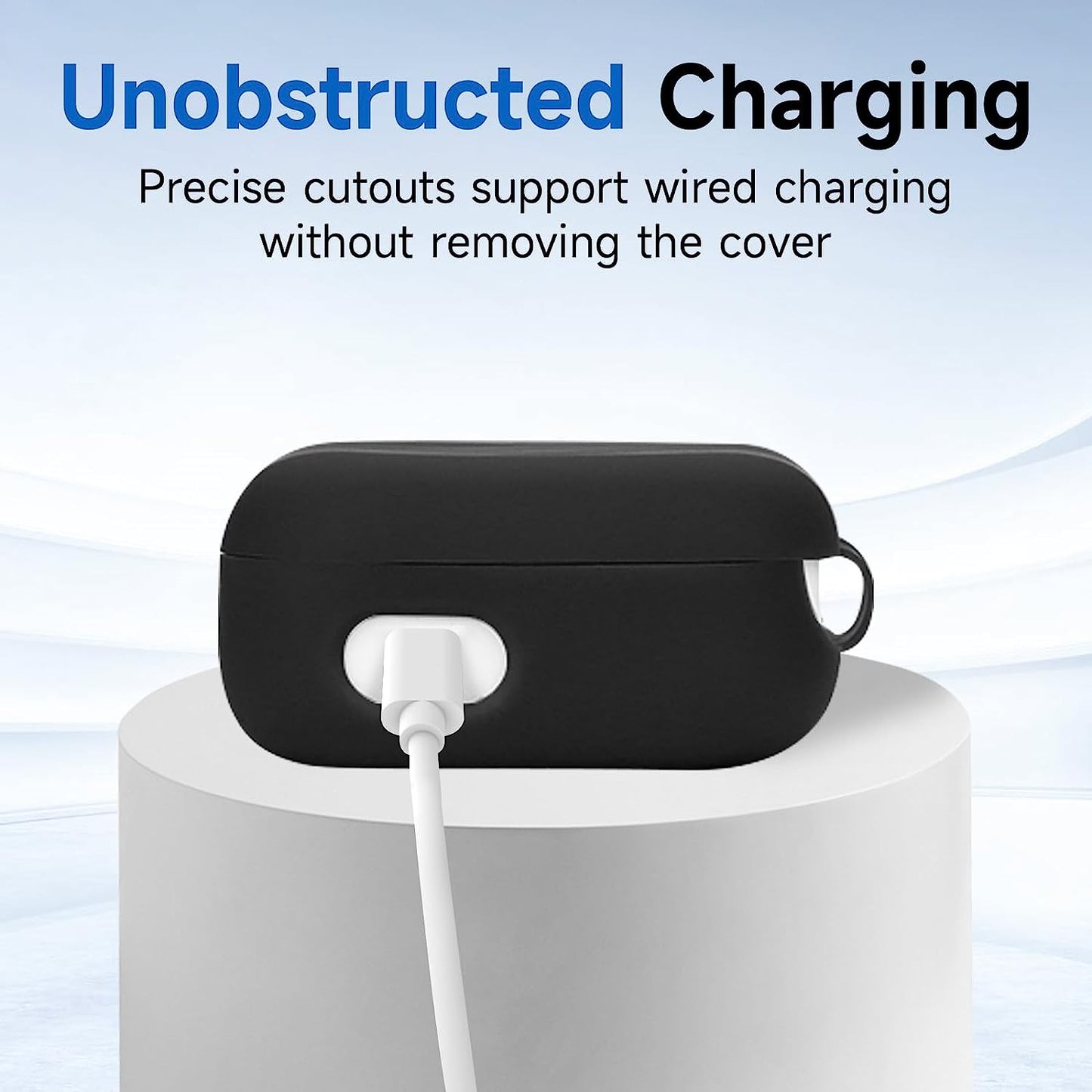 LDSXAY Compatible with Echo Buds 2023 Case Cover, Soft Silicone Shockproof Protective Case Skin for All-New Echo Buds (2023 Release) Charging Case with Carabiner, Front LED Visible (White)  LDSXAY   