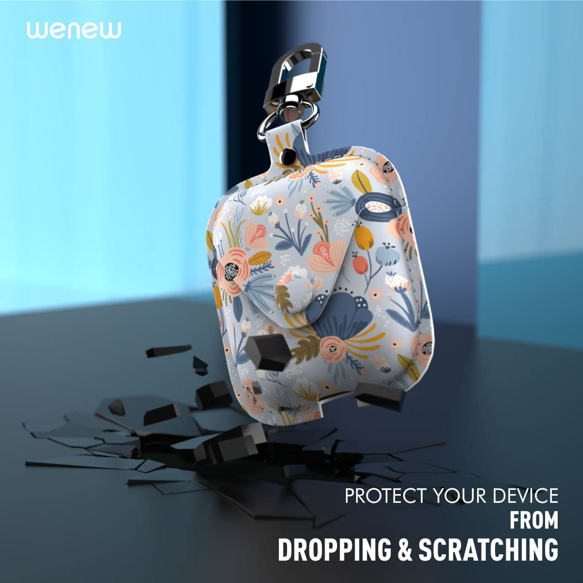 Wenew Leather Case for Airpods 1 & 2, Airpods 2 Case with Snap Closure Airpods Leathe Case for Women with Clip (Blue)  wenew   