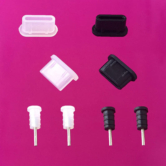 MYUBWTF a Set of 8 Mobile Phone Anti-Dust Plugs Caps, Silicone USB Type C Port Cover Includes 4 Type-C Dust Plugs and 4 Headphone Dust Plugs, Compatible for Type C Charging Port and Earphone Jack  MYUBWTF   
