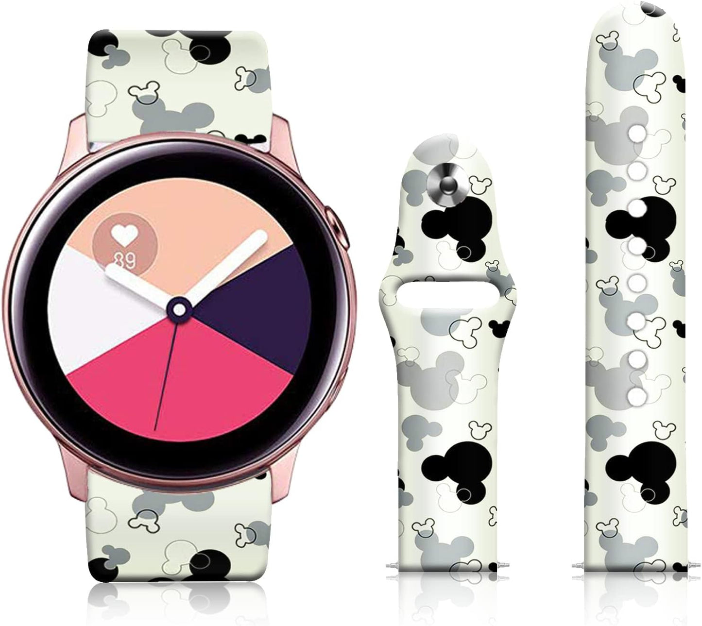 20MM Silicone Sport Bands Compatible for Samsung Galaxy Watch 4 40Mm 44Mm/Classic 42Mm 46Mm/Watch 3 41Mm, Active 2 Watch Bands /Gear S2, FTFCASE Turquoise Pattern Strap for Women Men Girls  FTFCASE Cartoon Gray Tile Pattern  