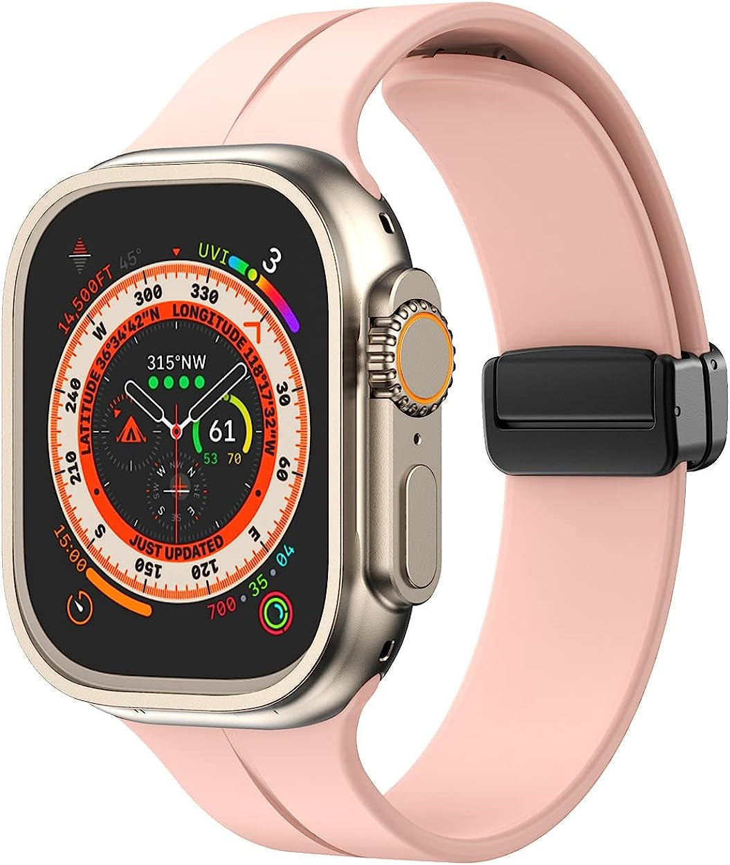Meyzeli Compatible with Apple Watch Band 38Mm 40Mm 41Mm 42Mm 44Mm 45Mm 49Mm for Women Men, Soft Silicone Magnetic Buckle Sport Watch Band for Apple Watch SE Iwatch Series 8 7 6 5 4 3 2 1 Ultra  Meyzeli Pink- Black Buckle 38mm/40mm/41mm 