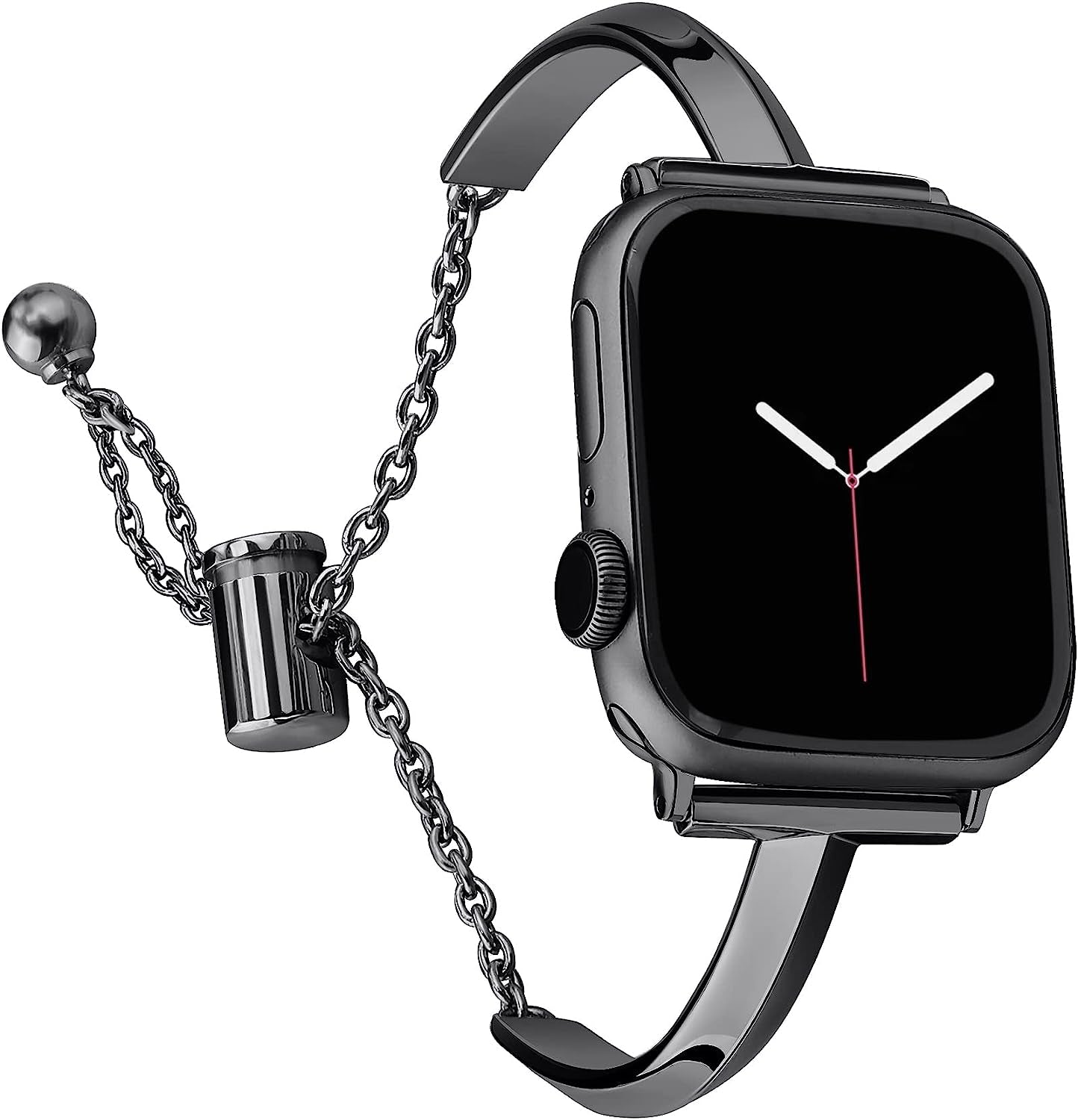 Plusroc Stainless Steel Band Compatible with Apple Watch Band 38Mm 40Mm 41Mm 42Mm 44Mm 45Mm Iwatch SE Series 8 7 6 5 4 3 2 1, Slim Versatile Bangle Bracelet for Women  PlusRoc Black 42mm/44mm/45mm 