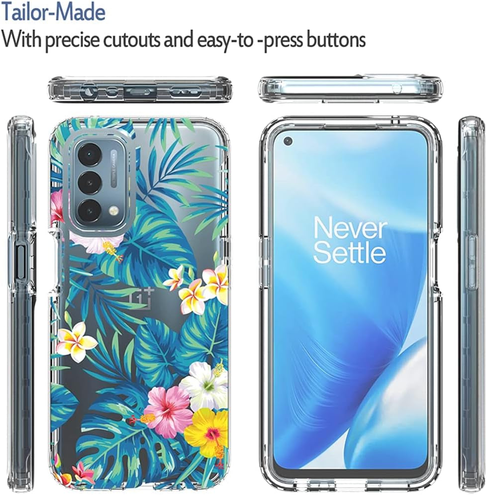 Zoeirc Case for Oneplus Nord N200 Case, Oneplus N200 5G Clear Case for Girls, Soft TPU 360 Full Body Shockproof Hybrid Bumper Crystal Clear Phone Case Cover for Oneplus Nord N200 5G (Flowers & Leaves)  Zoeirc   
