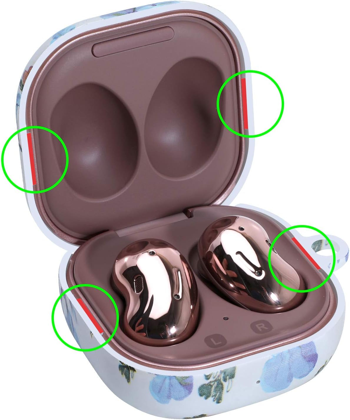 PC Plastic Hard Shell Case Cover for Galaxy Buds Live 2020/Galaxy Buds Pro 2021With Carabiner Anti-Lost & Shockproof Skin Accessories Compatible 2021 Latest Samsung Galaxy Buds 2 (Petal-Blue)  ANKASI   