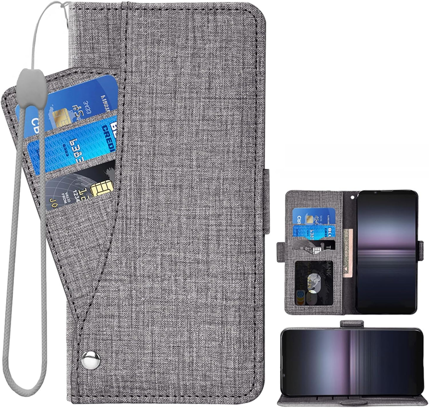 Asuwish Phone Case for Sony Xperia 1 II 2 / Experia 1II 5G Wallet Cover with Tempered Glass Screen Protector Flip Credit Card Holder Slot Stand Cell Experia1Ii XQ-AT52 XQ-AT51 XQ-AT42 Women Men Pink  Asuwish Gray For Sony Xperia 1 Ii 