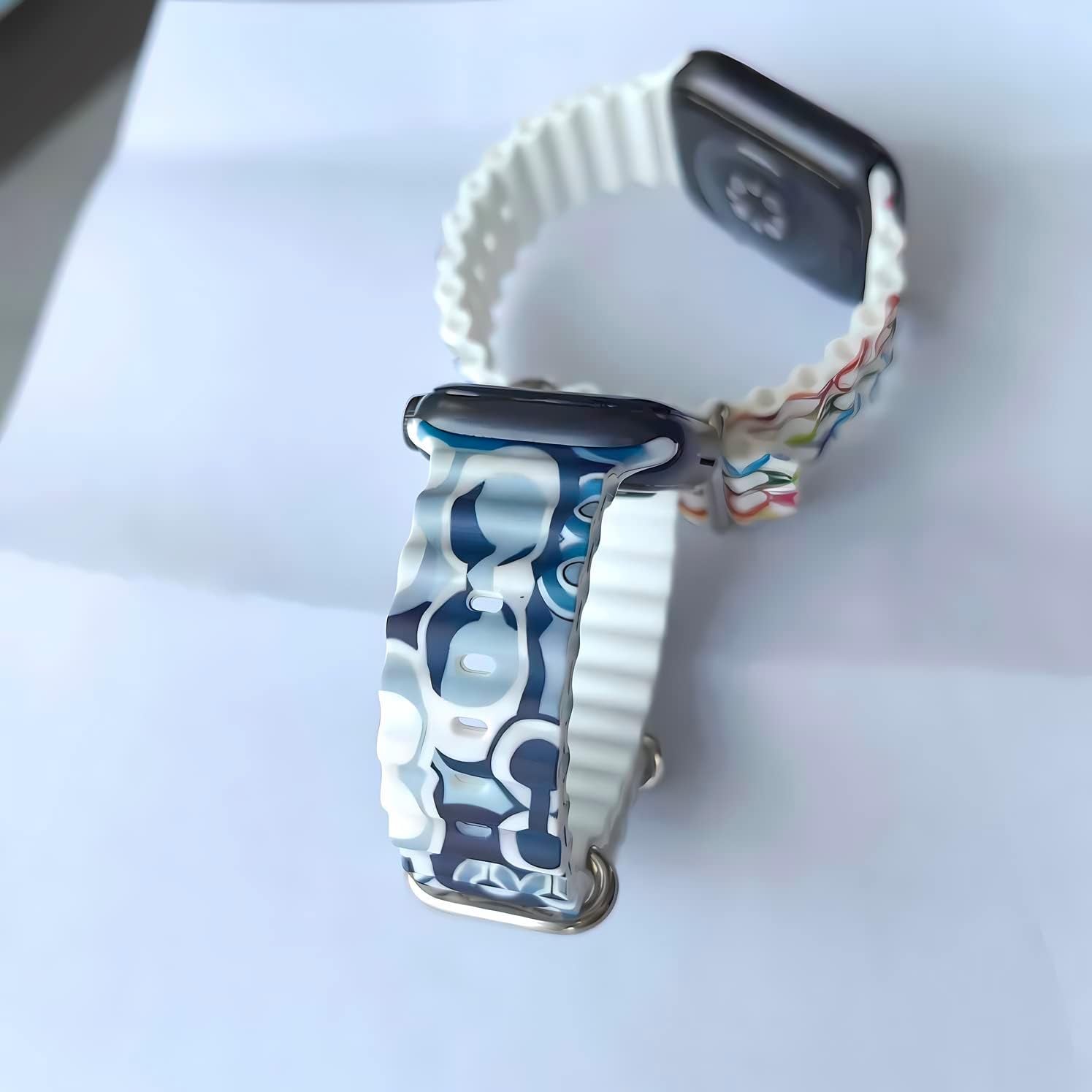 Luxury Sport Band Compatible with Apple Watch Ocean Band 49MM 38MM 40MM 41MM 42MM 44MM 45Mm,Designer Classic Monogram Retro Soft Strap Replacement Sport Wristbands for Iwatch Series 8 7 6 5 4 3 2 1 SE  Cairiocoin   